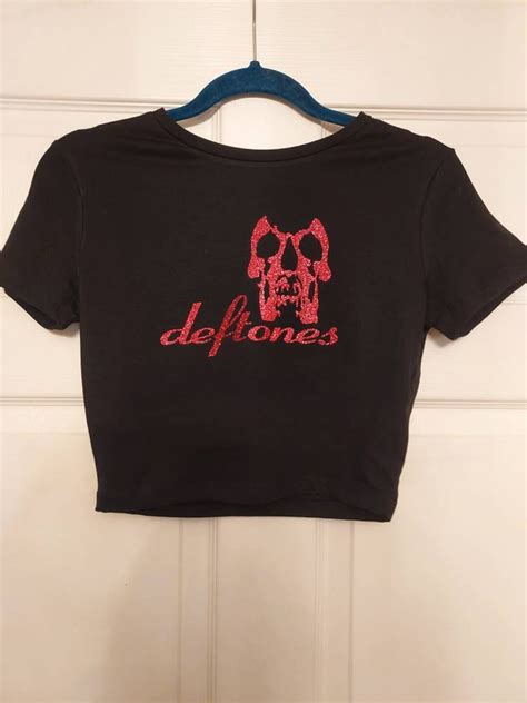 Deftones Crop Top Deftones Baby Tee Deftones Shirt Red Glitter Etsy