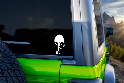 Alien Flipping Middle Finger Vinyl Decal Etsy