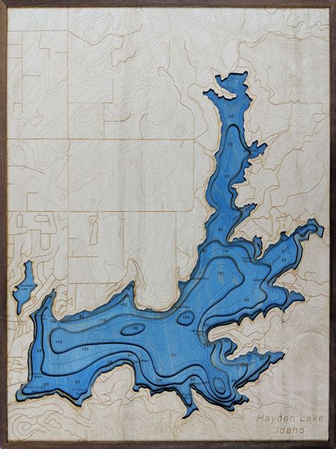 Hayden Lake Idaho Laser Cut 3d Topography Map Lake Topography Maps