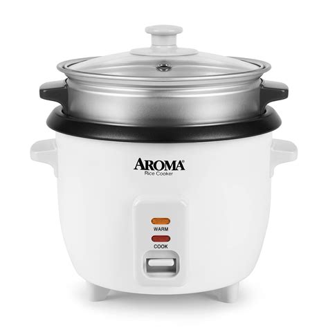 Aroma 6 Cup Rice Cooker And Food Steamer White WHITE Steamer For Sale