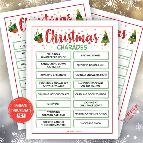 CHRISTMAS CHARADES Game Christmas Game Holiday Christmas Party Holiday ...