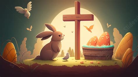 Easter Bunny Moon Egg Illustration Powerpoint Background For Free Download - Slidesdocs