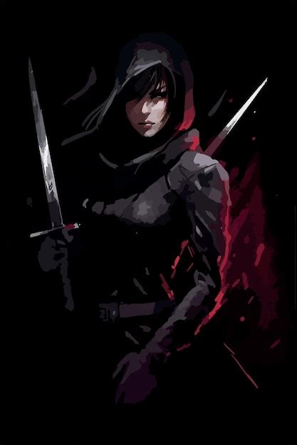 Premium Vector | Woman assassin fantasy poster Epic dark and skilled ...