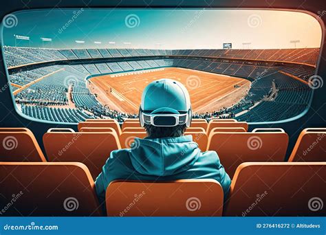 Stadium Grandstand Adorned With Colorful Rows Of Plastic Seating