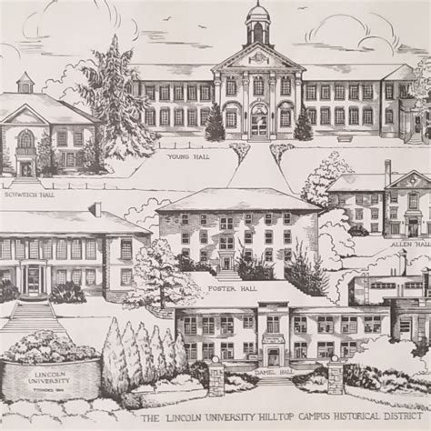 Lincoln University Missouri Hilltop District Buildings Pen Ink Print Frame Glass | Lincoln ...