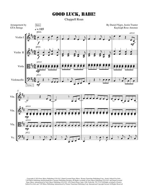 Good Luck Babe Arr Gta Strings By Chappell Roan Sheet Music For