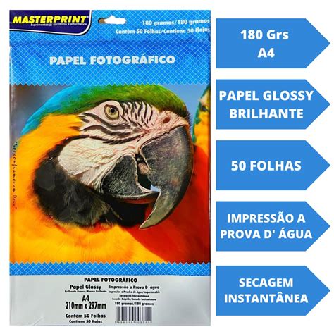 Papel Fotogr Fico G A Folhas Glossy Resistente A Gua