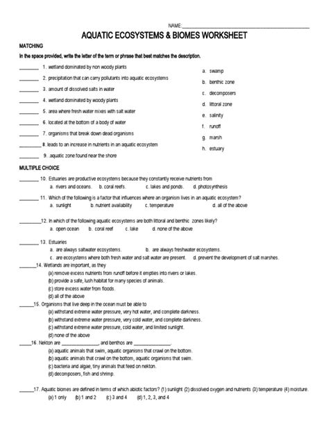 Free aquatic biomes worksheet, Download Free aquatic biomes worksheet png images, Free ...