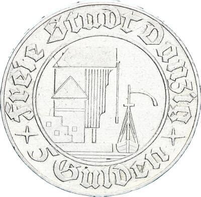 Danzig Freie Stadt 5 Gulden 1932 A Krantor Silber SELTEN Vz J D18 EBay