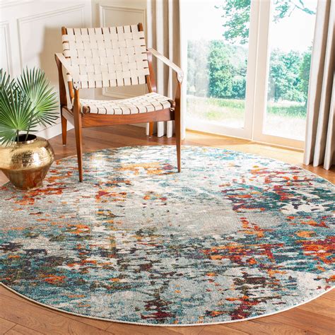 Safavieh Madison Poranna Modern Abstract Rug Grey Blue 4 X 4 Round 4