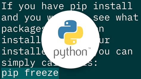 How To List All Installed Packages And Their Versions In Python Youtube