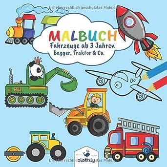 Malbuch Fahrzeuge ab 3 Jahren Bagger Traktor Co Malbuch für Jungen