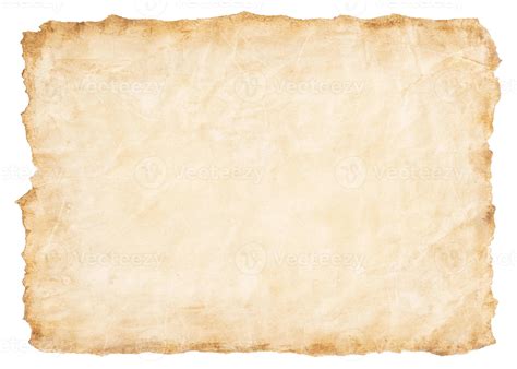 Old Parchment Paper Sheet Vintage Aged Or Texture Isolated On White