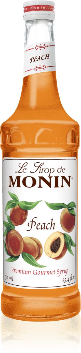 Monin Peach Syrup 750ml Glass Bottle Dilworth Coffee