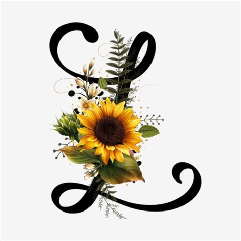 Letter L With Sunflower