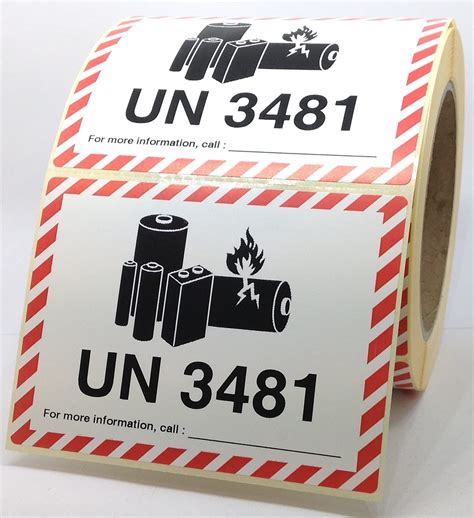 250 X Iata Compliant Un 3481 Lithium Ion Battery Hazard Labels Stickers