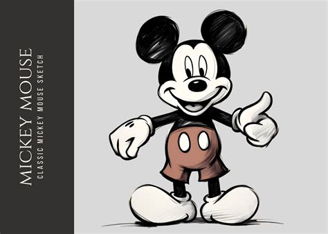 Classic Mickey Mouse Sketch PNG PDF JPG Clipart, Mickey Hand Draw ...