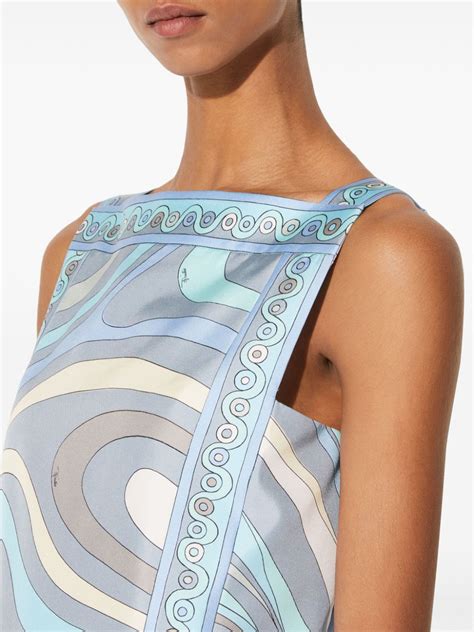 PUCCI Marmo Print Dress Blue FARFETCH