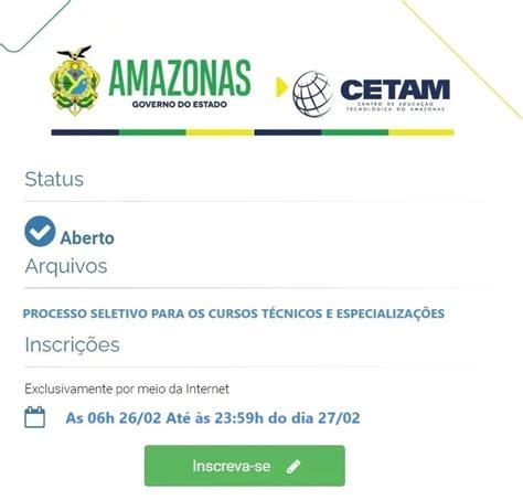 Edital 004 2024 Do CETAM Tem Mais De 15 Mil Vagas Em Cursos Presenciais