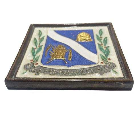 Porceleyne Fles Delft Cloisonn Tile With The Coat Of Arms Of Hengelo