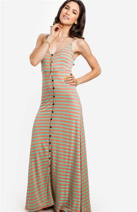 Dailylook Button Down Striped Maxi Dress Maxi Knit Dress Striped Maxi