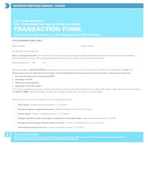 Fillable Online For Customers Paying Adviser Charges Transaction Form