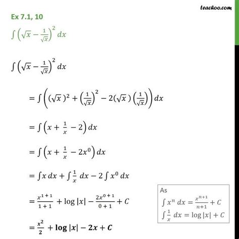 Ex 7 1 10 Integrate Root X 1 Root X 2 Dx Class 12