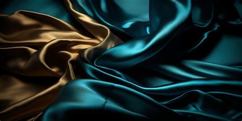 Premium AI Image | A blue and gold silk fabric with a gold and blue ribbon.