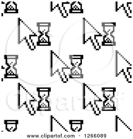 Clipart Of A Seamless Background Pattern Of Cursors And Hourglasses