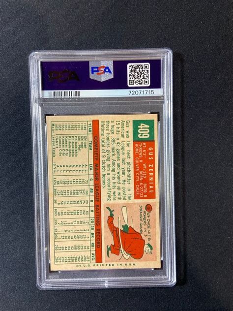 Beautiful Pack Fresh 1959 Topps PSA 8 409 Gus Zernial EBay