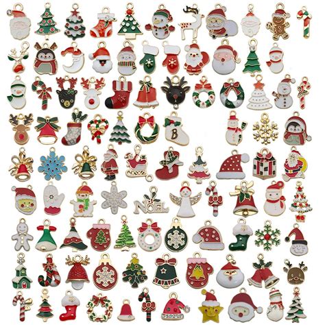 20 96 Christmas Metal Enamel Charms Alloy Diy Pendants Ornaments Beads