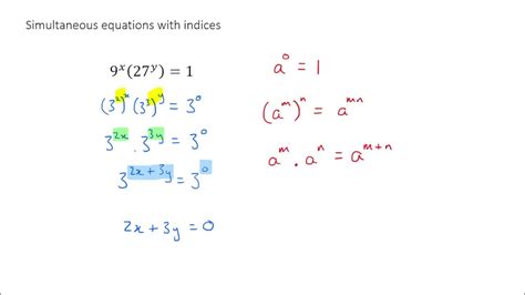 Simultaneous Equations With Indices Youtube