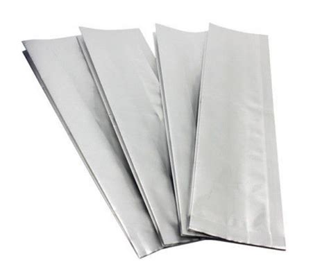 Stock Plain Silver Aluminum Foil Gusseted Coffee Bags Resealable Food