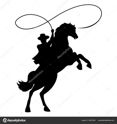 Cowboy silhouette with lasso on horse Stock Vector by ©vectortatu 154613656