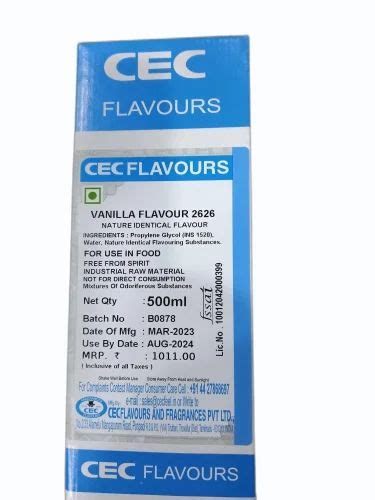 500ml CEC 2626 Vanilla Flavour Liquid Packaging Type Box At Rs 658