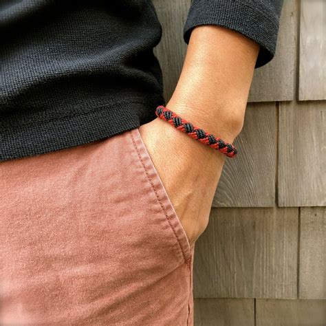 Mens Rope Bracelet Black Red Rumi Sumaq Nautical Rope Bracelets