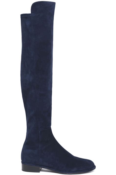 Stuart Weitzman Suede Knee Boots Navy In Blue Lyst