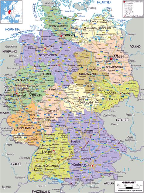 Mapa Político Y Administrativo Grande De Alemania Con Carreteras