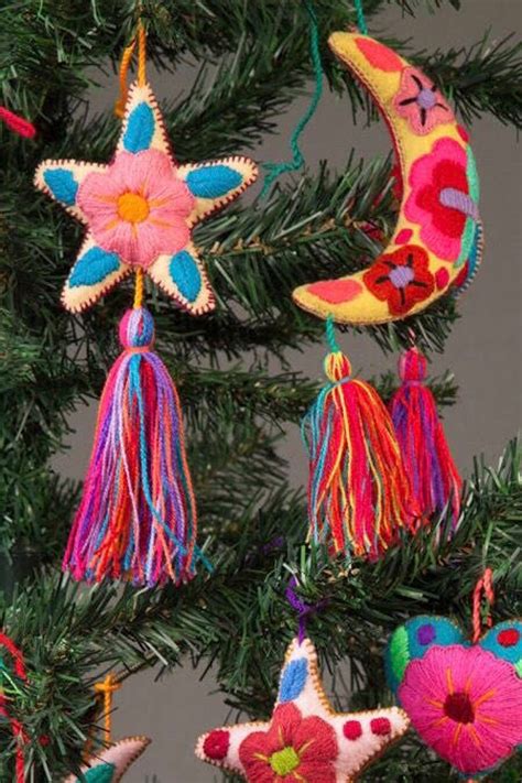 Mexican Tree Ornaments Embroidered Ornaments Mexican Etsy