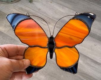 Butterflyhandcrafted Stained Glass Monarch Butterfly Panel Etsy