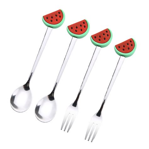 4Pcs Rvs Vork Lepel Mooie Eten Gereedschap Fruit P Grandado