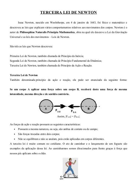 Terceira Lei De Newton Ou Princípio Da Ação E Reação Lei Partilha