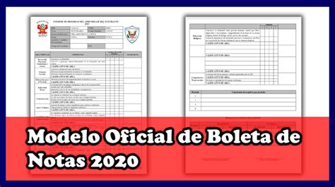 Minedu Modelo Oficial De Boleta De Notas 2020 Siagie