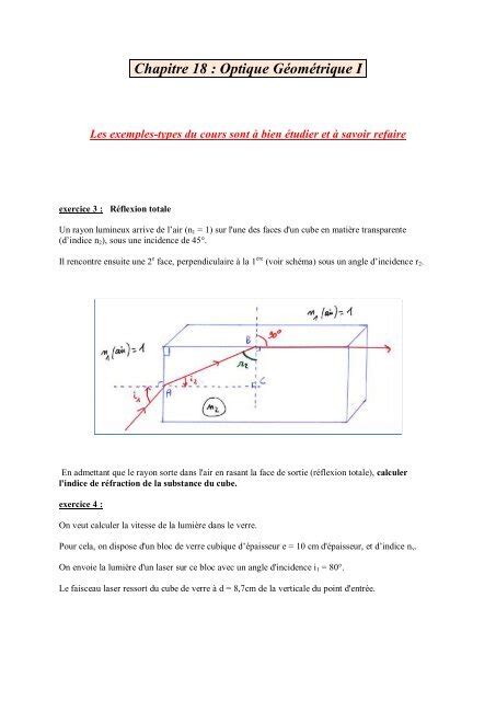 Reflexion De La Lumiere Exercices Corrigés Pdf Online