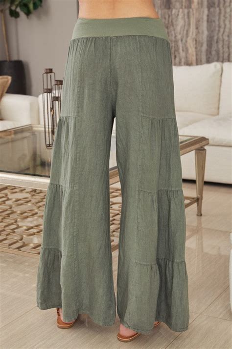 Milio Milano Style 2 36 Italian Linen Tiered Palazzo Pants Southern Exposure Style