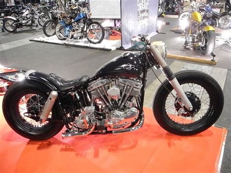 Black Shovelhead Swingarm Custom With Early Xl Nacelle And Black Rims