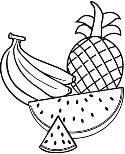 Ananas Arbuz I Banany Kolorowanka Malowanka