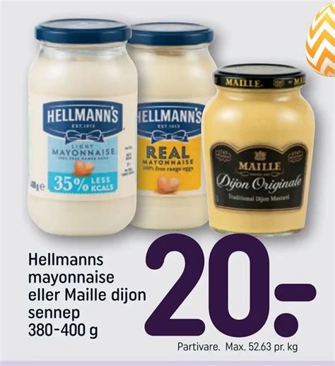 Hellmanns Mayonnaise Eller Maille Dijon Sennep 380 400 G Tilbud Hos