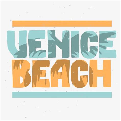 Venice Beach Los Angeles California Palm Tree Label Sign Logo Hand