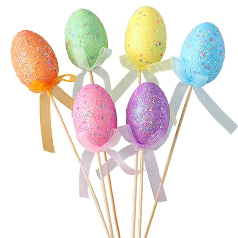 6PCS Easter Eggs Yard STF9 Signs Easter Egg Picks Yard Outdoor